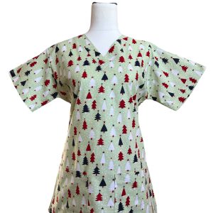 Xmas Trees Light Green Scrubtop