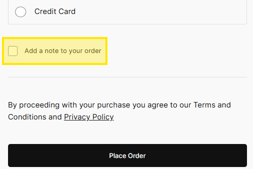 Add a Note to your order example