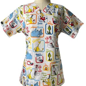 Dr Seuss Characters Scrubtop