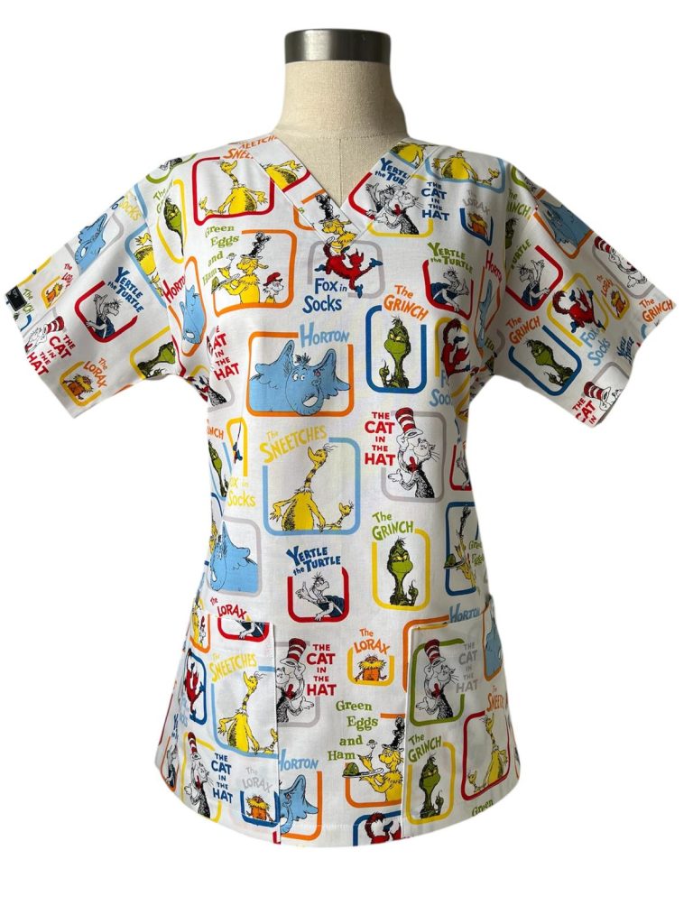 Dr Seuss Characters Scrubtop