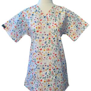 Pooh Bear Flowers ScrubTop