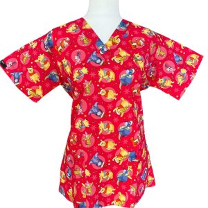 Pooh Christmas Red Scrubtop