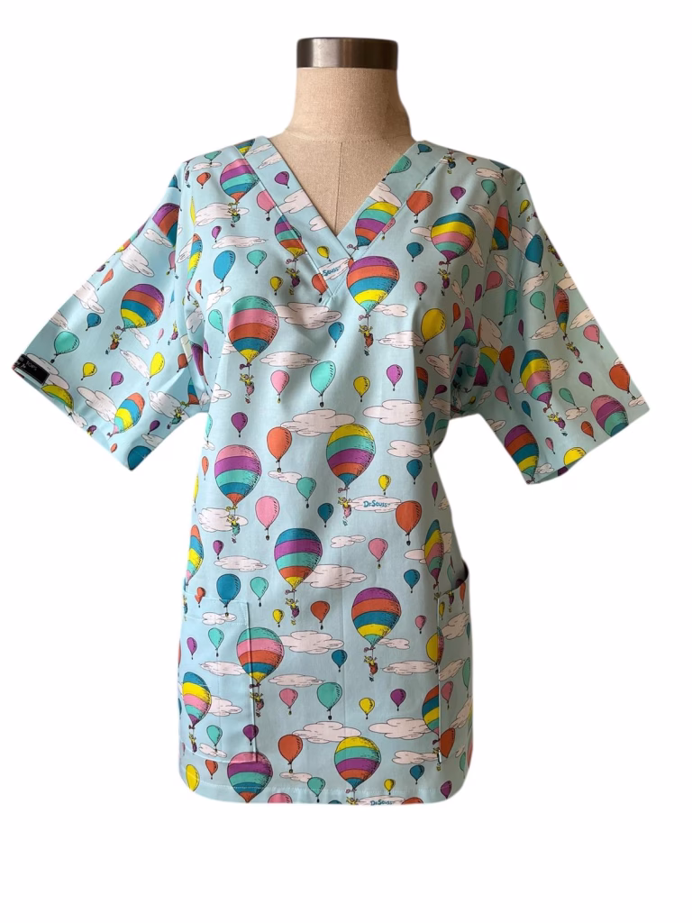 Seuss Balloons Scrubtop
