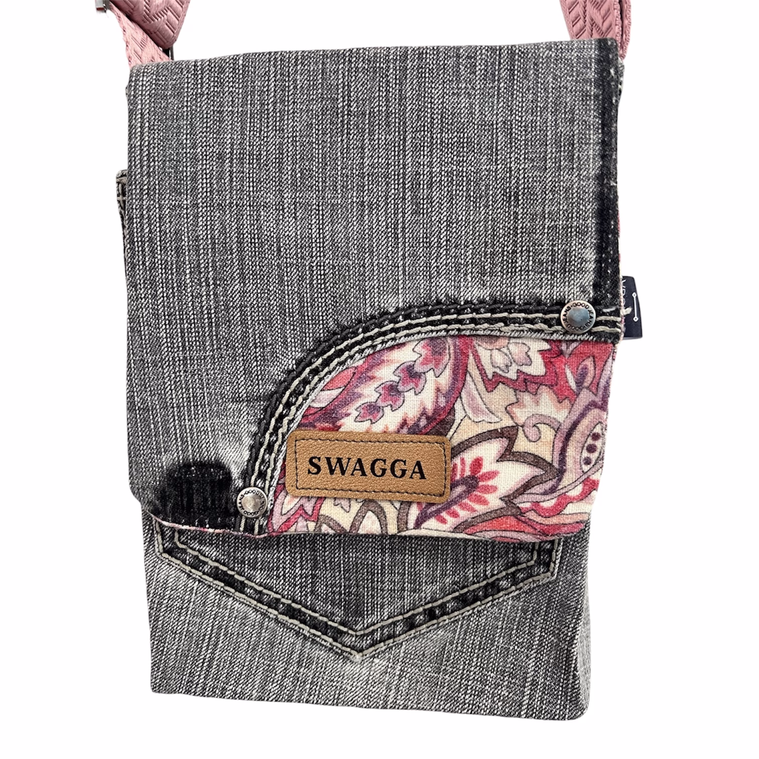 Grey Pink Paisley Flap Bag