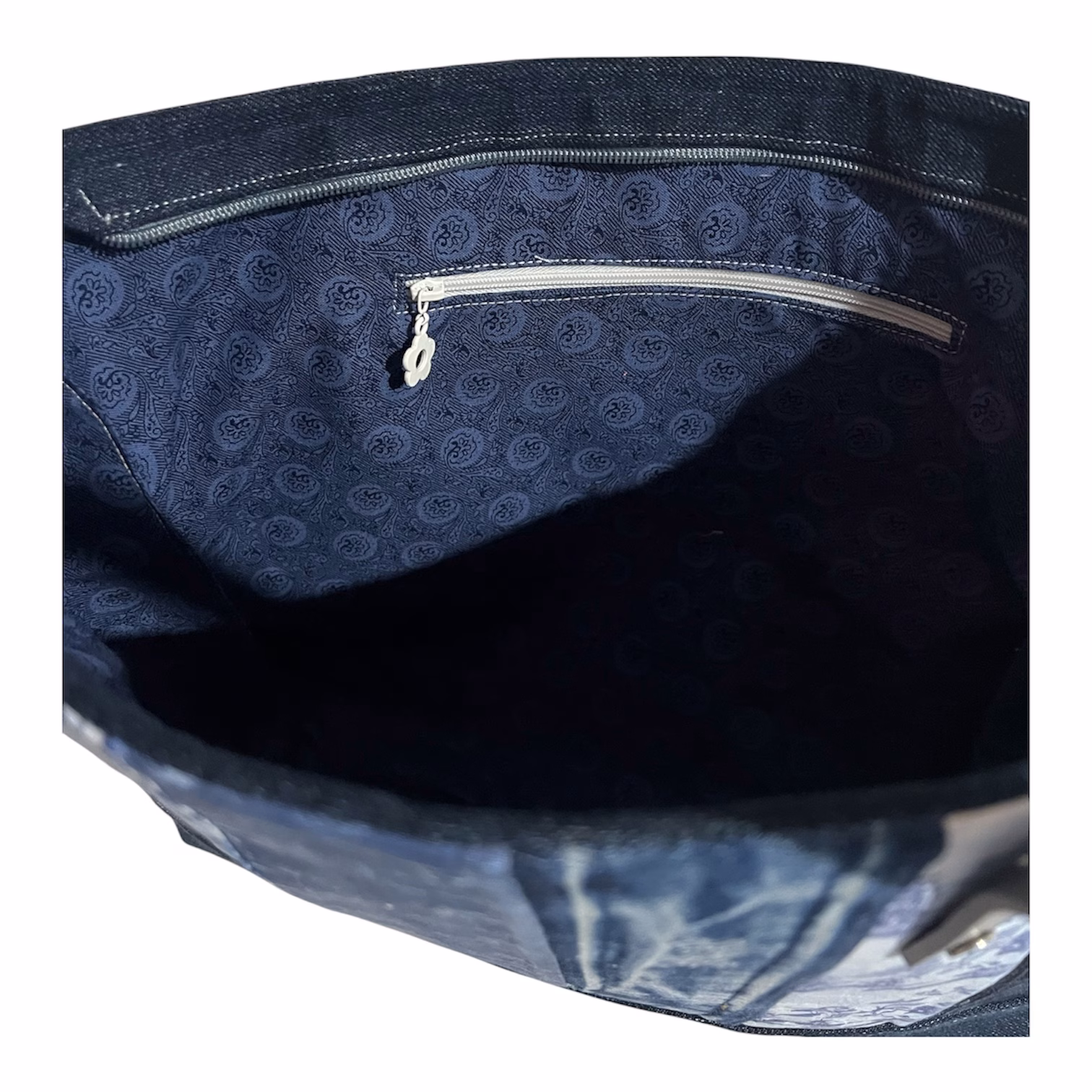 Vertical Blue Handbag Inside